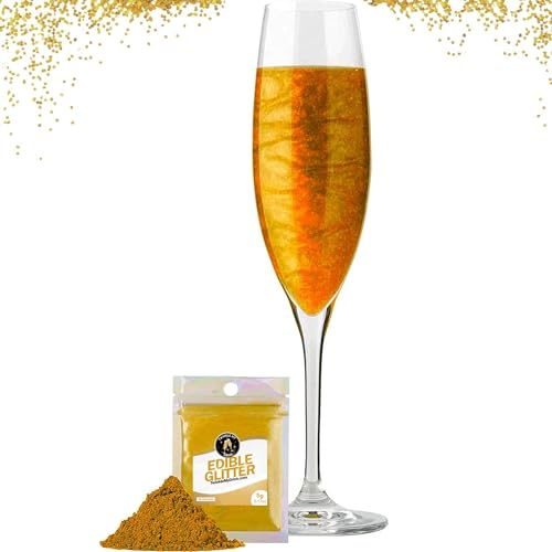 Twinkle My Drink® Gold Deluxe Edible Glitter for Drinks & Cake | Halloween Drink Decorations | Gold Edible Party Supplies | Cocktail Decor | 5g 25 Servings