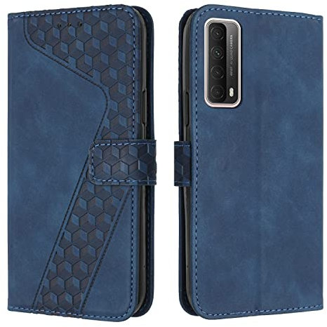 OKZone Cover per Huawei P Smart 2021/Y7A 2020, Custodia in PU Pelle per Huawei P Smart 2021/Y7A 2020, Custodia a Libro Folio Portafoglio con Magnetica e Slot per Carte Wallet Case Flip Cover (Blu)