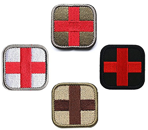 4 Pack Full Embroidered Emergency Medical Technician Paramedic Medic Cross Patch - Perfect for First Aid Pouch, EMT, EMS, Trauma, Medical, Paramedic, First Response Rescue Kit, Tactical Activities