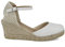 PAYMA - Jute Keilsandalen für Damen. Schuhe Sandalen aus Spanien aus Canvas Leinwand. Knöchelschnallenverschluss. Innenpflanze mit Stoff Gepolstert. Farbe: Weiß. Größe: EU 38