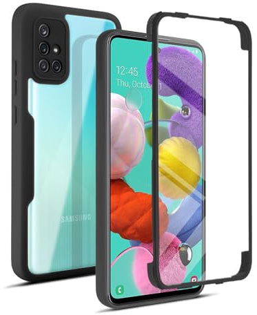 360 Grad Hülle Kompatibel mit Samsung Galaxy A51 | Handyhülle mit eingebautem Displayschutz für Galaxy A51 | Schwarz