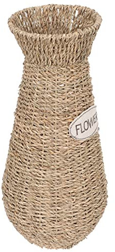 Homoyoyo Bodenvase Hohe Vasen Für Den Boden Geflochtene Vase Trockenblumenvase Weidenvase Vase Aus Seegras Blumenvasen Für Tafelaufsätze Bauchkorb Aus Seegras Ländlich Ornamente Büro Stroh