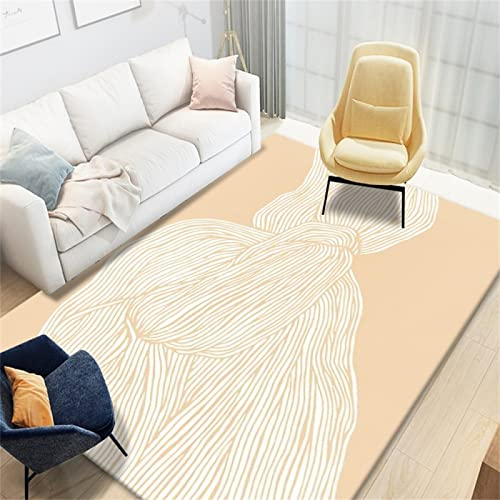 DJHWWD Teppich Kinder Teppiche Junge Esstisch, Couchtisch, rutschfest, Wohnzimmer, Polyester, Schlafzimmer, Maschinenwaschbar, Apricot Deko Flur 60X90cm