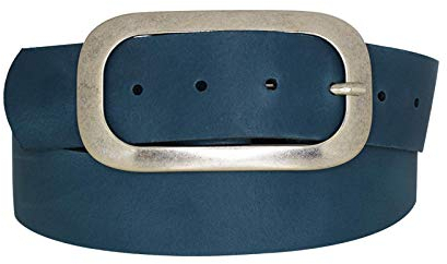 Dayneq 4cm Breit Echt Leder Guertel Altsilber Nickelfree - 91114-40-SIL - Petrol Bundweite 100cm