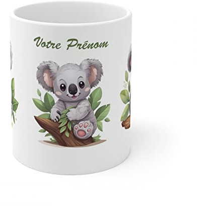 Jm-Déco Mug personnalisé personnalisable avec prénom ou petit texte - Idée cadeau - Mug original pour Enfant ou Adulte (Koala)