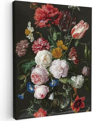 MuchoWow© Wandbilder 30x40 cm Schlafzimmer Home Deko Wohnung Bild Wohnzimmer Fotoleinwand Wand Bilder Leinwand Wall Decor Blumen - Blumenstrauß - Jan Davidsz. de Heem - Kunstdruck