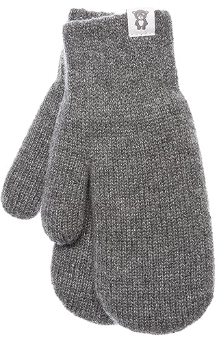 KNITAS Doppellagen Strickhandschuhe aus Wolle für Baby Kleinkind I Winter Warme Gestrickte Handschuhe für Jungen und Mädchen 3-4 Jahre I Bequeme Weiche Fäustlinge in der Farbe Grau - Größe 5