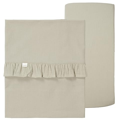 Koeka Set Aus Bettlaken Und Spannbettlaken - Für Jungen Und Mädchen - Faro - Musselin Baumwolle - Grün - Einheitsgröße