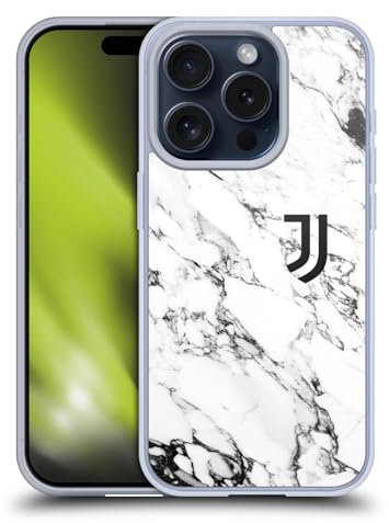 Head Case Designs Offizielle Juventus Football Club Weiss Marmor Soft Gel Handyhülle Hülle kompatibel mit Apple iPhone 15 Pro