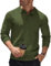 COOFANDY Mens Polo Jumper Sweatshirt Fine Knit Pullover Long Sleeved Polo Tops Casual Smart Regular Fit Winter Jumper Thermal Basic Solid Color Army Green L
