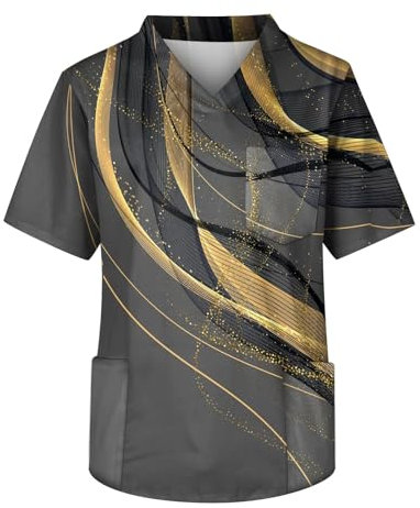 TIMELYE Whitewear Herren Pflege Mit Weihnachten Top Atmungsaktiv Arbeitskleidung Antistatischer Arbeitsschürze Herren Schlupfhemd Gesundheitswesen Rettungsdienst Hose Langarm(1-Gray,L)