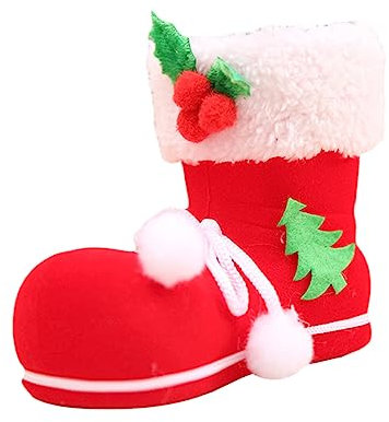 SOESFOUFU 2St beflockte Stiefel weihnachtsdeko Weihnachts Party Weihnachten Weihnachtstüte mit Süßigkeiten Ornament Dekor Stiefel zur Aufbewahrung von Süßigkeiten Weihnachtsstiefel Lagerung