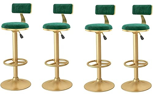 NEAFP Hohe Hocker, drehbarer, anhebbarer Barhocker, Sitz aus weichem Samt, Verstellbarer Frühstückssitz in Gegenhöhe, runder Metall-Fußhocker, Barhocker, grüne Barhocker HGCHH