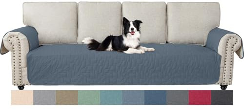 Ystyle Housse De Canapé 4 Places avec Accoudoirs, Housse Canape Impermeable sans Dossier, Housse Protection Canapé Antidérapante, Recouvre Canape, Couverture Magnetique Canape, Bleu Gris