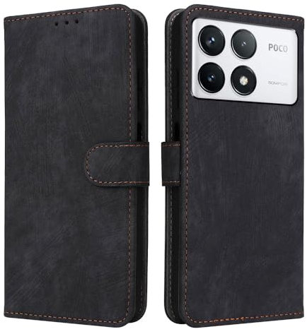 XINNI Housse pour Xiaomi Poco F6 Pro 5G Etui, RFID Protect PU/TPU Cuir Coque Magnétique Portefeuille, Noir