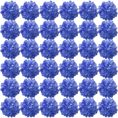 FagusHome 35 Pièces Têtes Fleur d'hydrangea 18CM Artificielle Fleur Artificielle avec Tiges Fausses Fleurs d'hortensia Bouquets pour Décoration (Bleu Lumineux)