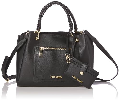 Steve Madden Damen Satchel with Card Case BFLYNN Umhängetasche mit Kartenetui, Schwarz