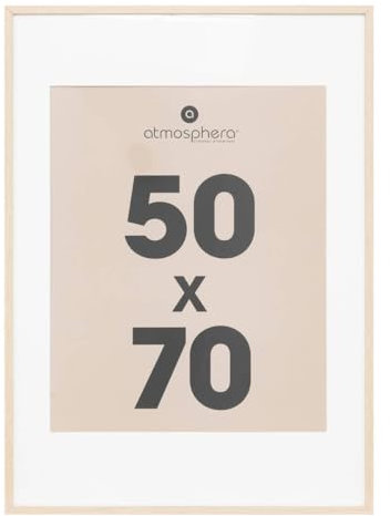 Atmosphera - Cadre Photo Manu Bois Naturel 50x70 cm, Avec Passe-Partout 30x40 cm, À Poser ou Suspendre - Pour Décoration Murale, Salon, Bureau