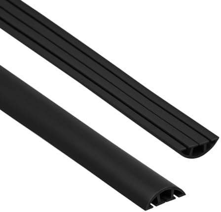 Quest Kabelkanal PVC halbrund 60 mm 3 Kanäle - Schwarz, 200 cm | Kabelbrücke mit 3 Kanälen versteckt dicke Kabel, Stolperschutz für Wohnung, Büro & Garage, robustes PVC, zuschneidbar