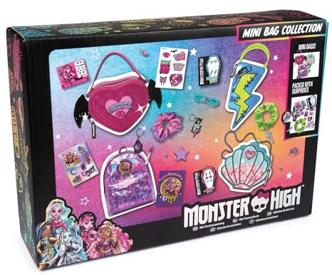 abeec Monster High Mini Bag Collection - 4 Mini Rucksäcke mit Notizbuch, Schlüsselanhänger, Haargummis, Haarspangen & mehr - Perfektes Partygeschenk für Mädchen