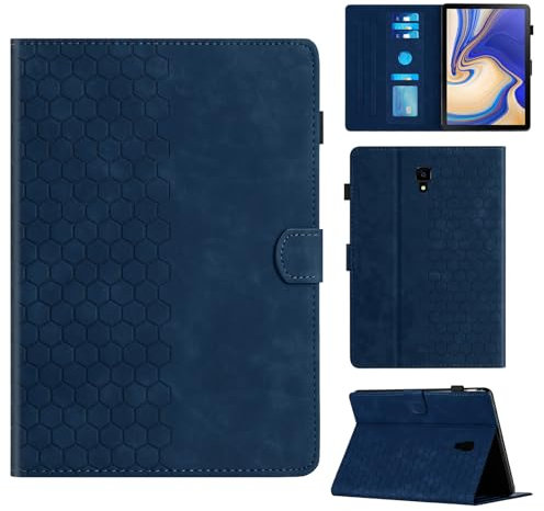 Rosbtib Funda para Samsung Galaxy Tab S4 10.5 2018 Modelo SM-T830/T835 con Soporte y Ranura para Tarjetas, Funda de Piel sintética con patrón de Textura Hexagonal para Galaxy Tab S4 10.5, Azul