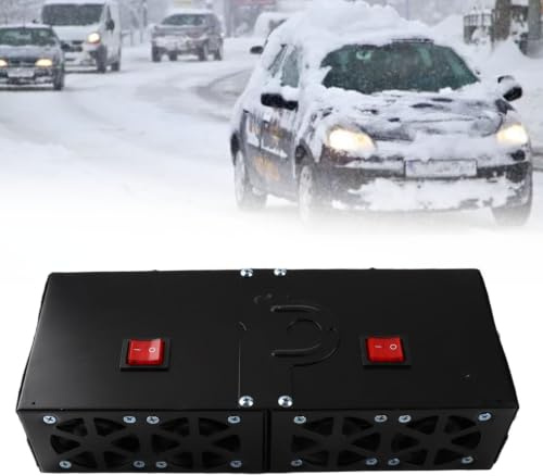Yosoo Health Gear Chauffage de Voiture, 2 en 1, Dégivreur à Chauffage Rapide, Désembueur de Pare-Brise de Voiture, Ventilateur de Chauffage Portable à 4 Trous, Dégivreur 12 V, Désembueur 800 W,