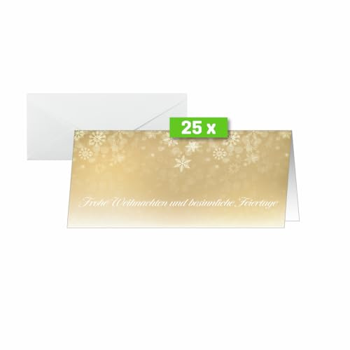 SIGEL DS633 Weihnachtskarten-Set, Golden Christmas Night, gold, DIN lang, 25 Karten mit Umschlägen, ideal zum Bedrucken, aus nachhaltigem Papier