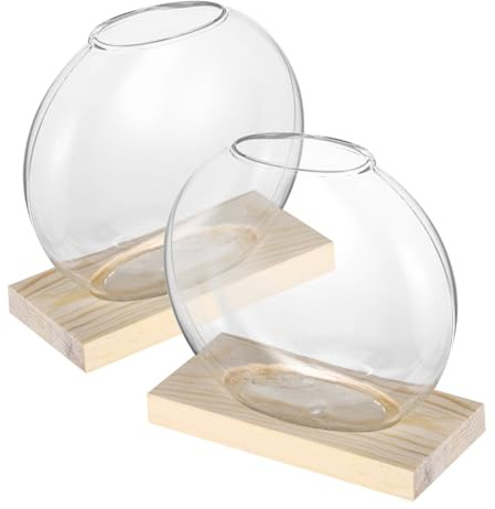 BESPORTBLE 2 Sets Wooden Vase Plant Perlite Bud Aquarium Plants Decor Vase Vases Station Terrarium Pot Vases Propagation Terrariums Glass Propagation Station High Borosilicate Glass