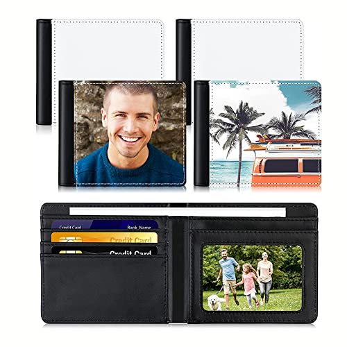 YEHEI 4 PièCes Portefeuille de Sublimation Blanc Transfert de Chaleur Sublimation Portefeuilles Porte-Carte Bancaire pour Cadeau Bureau Voyage Travail Approvisionnement