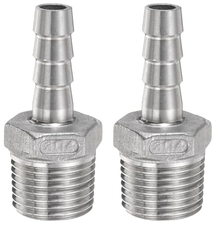 QUARKZMAN 2 Stück Edelstahl Schlauchstutzen 10mm Schlauchstutzen x G 1/2 Männlich Rohrverschraubung Reduzierstück Rohrfitting Kupplung Gewindeverbinder Adapter für Wasser Kraftstoff Luft