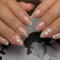 24Pcs French False Nails Short Almond, Nude Pink Gel Fake Nails Press on, 3D Flower Gold Glitter Glossy Full Cover Acrylic Stick on Nails for Women DIY Manicure, Natural & Reusable, Easy to Use