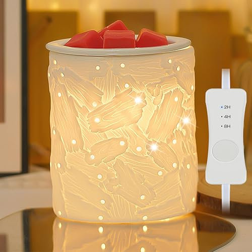 Aaffkaa Electric Wax Burner with Timer, Ceramic Wax Melt Burners for Wa Melts, Oil Burner Lamp Home Frangrance with 2 Bulbs, Great Gifts for Home Decor, Auto Shut Off