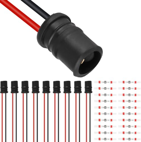 DAOKAI T10 W5W LED Lampenfassungen,194 501 Glühbirnenhalter Auto T10 Instrumentenglühbirne Vorverdrahteter Kabelbaum Stecker Adapter Weichgummi für Auto LKW Motorrad-10St