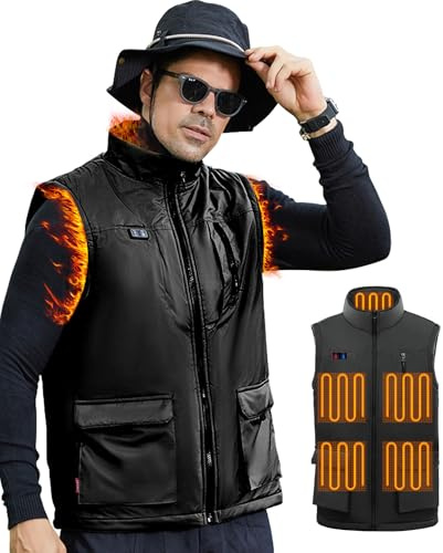 Errzom Heated Gilet, Men's Heated Softshell Gilet with 3 Selectable Temperature, Lightweight Heated Vest for Men, Heated Body Warmer (Without Battery),5XL
