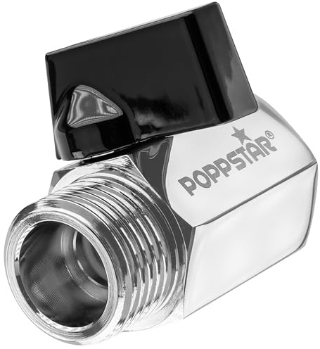 Poppstar Mini Kugelhahn 1/2 Zoll (IG 18,64 mm auf AG 20,95 mm), Messing verchromt