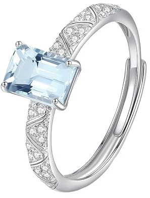LCDIUDIU Silver Rings for Women 925,Cushion Cut Natural Topaz Red Ruby Sapphire Ring for Women Natural Gemstone Band Adjustable Anniversary Engagement Wedding Promise Band with Her Topaz