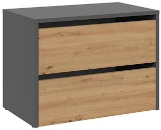Scarpiera Moderna Salvaspazio 2 Ante A Ribalta In Nobilitato, Mobile Porta Scarpe Basso E Compatto Per Ingresso, Capienza 6-8 Paia Disponibile in Diversi Colori SCAT1 (Rovere/antracite)