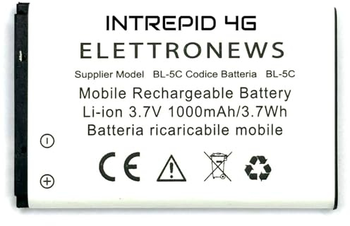 Batteria per Cellulare Brondi Intrepid 4G 1000 mAh BL-5C, BRN1000-5C prestazioni e capacità pari all'originale, Nuova.