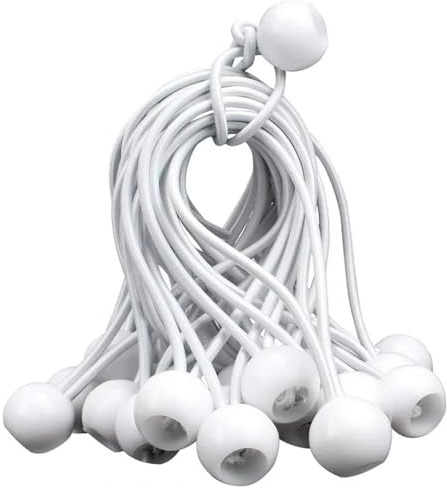 Lot de 50 Tendeurs Élastiques avec Boule, 15 cm Sandow Élastique, Corde Élastique Robuste, Tendeur Bâche, Tendeur Camping, pour Tente, Pavillon, Bâches, Bannières, Filets