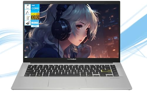 ASUS Vivobook 14 FHD Laptop Computer, Intel i3 (2-Core) CPU, 4GB RAM|128GB SSD, Lightweight, Intel HD Graphics 610, Bluetooth, Windows 11,Webcam, Wi-Fi, for Business & Students, White, RK Bundle