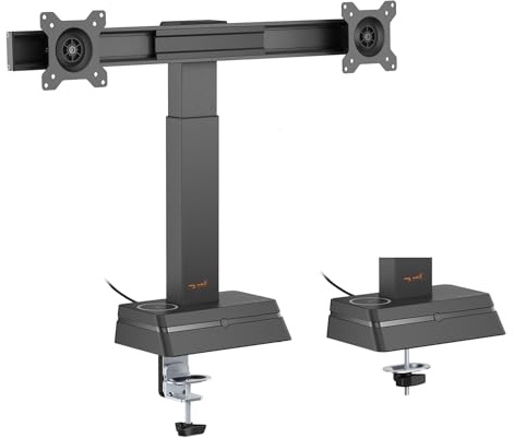 My Wall Electric Monitor Mount - HL66-2L, 2 Monitors, Automatic Eye-Level Height Adjustment, Monitor Holder 17-32 Inch, Wireless Charging, Rotatable, Tilt, Rotatable