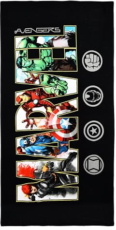 Marvel Avengers Strandtuch 90 x 170 cm, Design Superhelden Hulk Iron Man Captain America