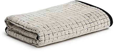 möve Eden Handtuch Kästchenstruktur Velours 50 x 100 cm aus 80 % Baumwolle / 20 % Leinen, nature / black
