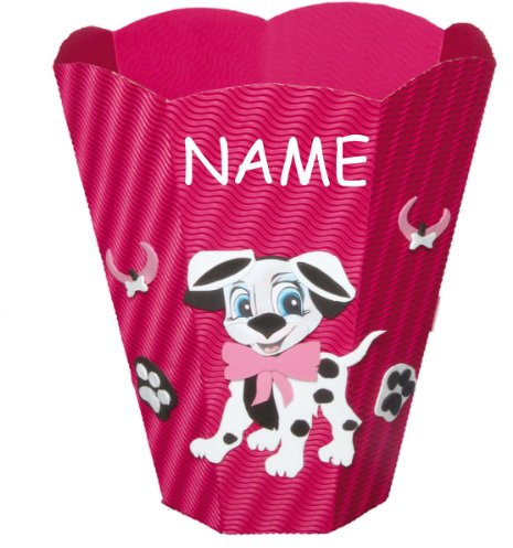 alles-meine.de GmbH Bastelset Papierkorb - Dalmatiner Mülleimer - für Schreibtisch & Kinderzimmer - rosa Hund - incl. Namen