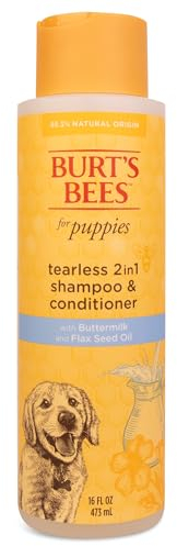Burts Bees Tränenloses 2-in-1-Shampoo und Conditioner für Welpen, mit Buttermilch- und Leinöl, 473 ml, Weiß
