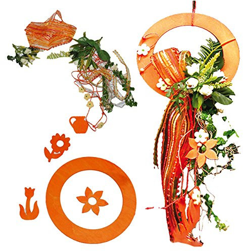 alles-meine.de GmbH Komplettset: Bastelset - Holz Fensterbild & Deko - mit Blumen - komplett ausgesägt orange - Fensterdeko Blume Frühling Sommer - Set für Kinder & Erwachsene - ..