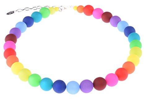 Adi-Modeschmuck Polariskette “Rosanna”, Leuchtend Bunte Kette aus 14mm Polarisperlen, handgefertigt in Berlin