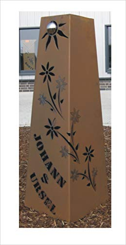 Rost Säule RS95 Ihr eigener Name Blumen Deko Garten Rostsäule