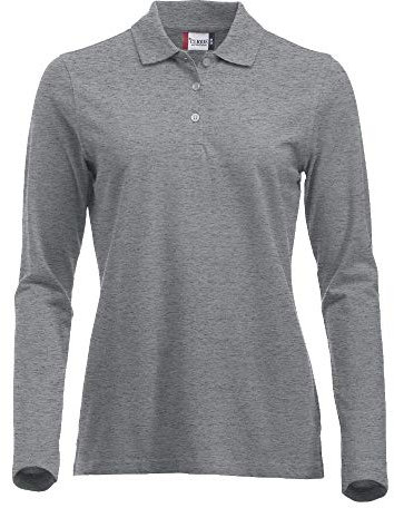 CliQue Women's Clique Classic Long Sleeved Womens Marion Polo Shirt, Grey (Grey Melange), M UK
