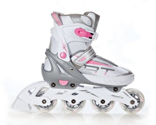 RAVEN Profession Inlineskates Inliner für Kinder und Erwachsene OPTIONAL 2in1 mit Schlittschuhen verstellbar (White/Pink ohne Kufen, 31-35 (20,5cm-23cm))